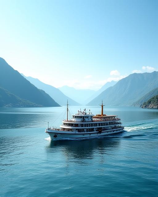 A classic steam boat on Lake Geneva